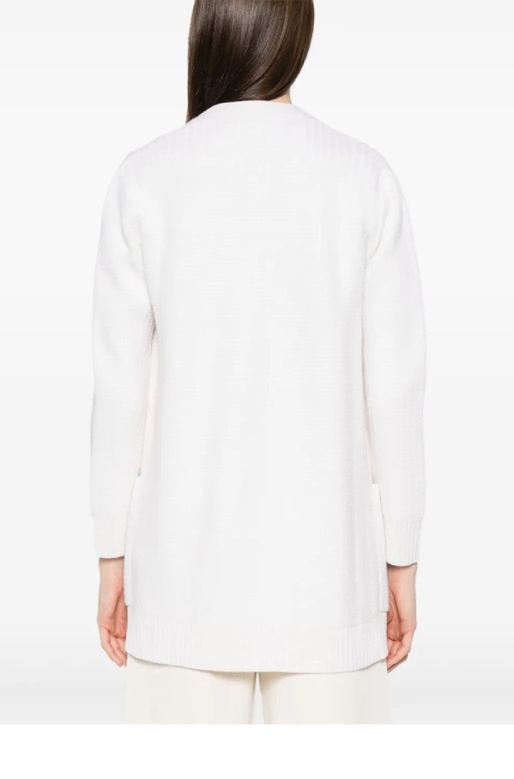 Max Mara Ravello Cardigan With Deep V-Neck And Embroidered Emblem