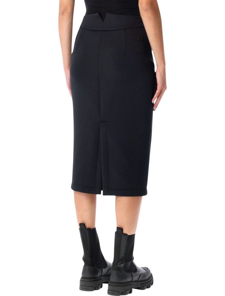 Moncler X Edward Enninful Futuristic Black Neoprene Midi Skirt