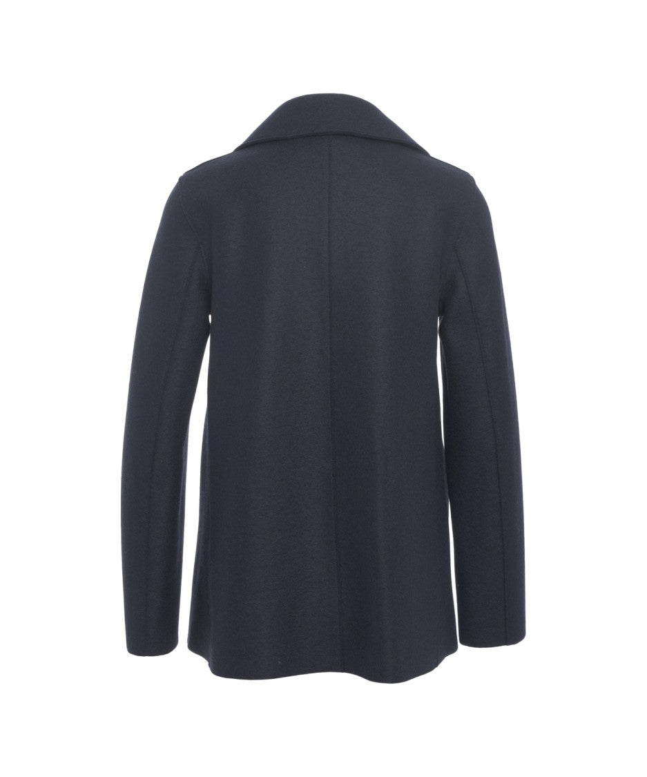 Harris Wharf London Virgin Wool Peacoat With Double-Breasted Closure And A-Line Silhouette