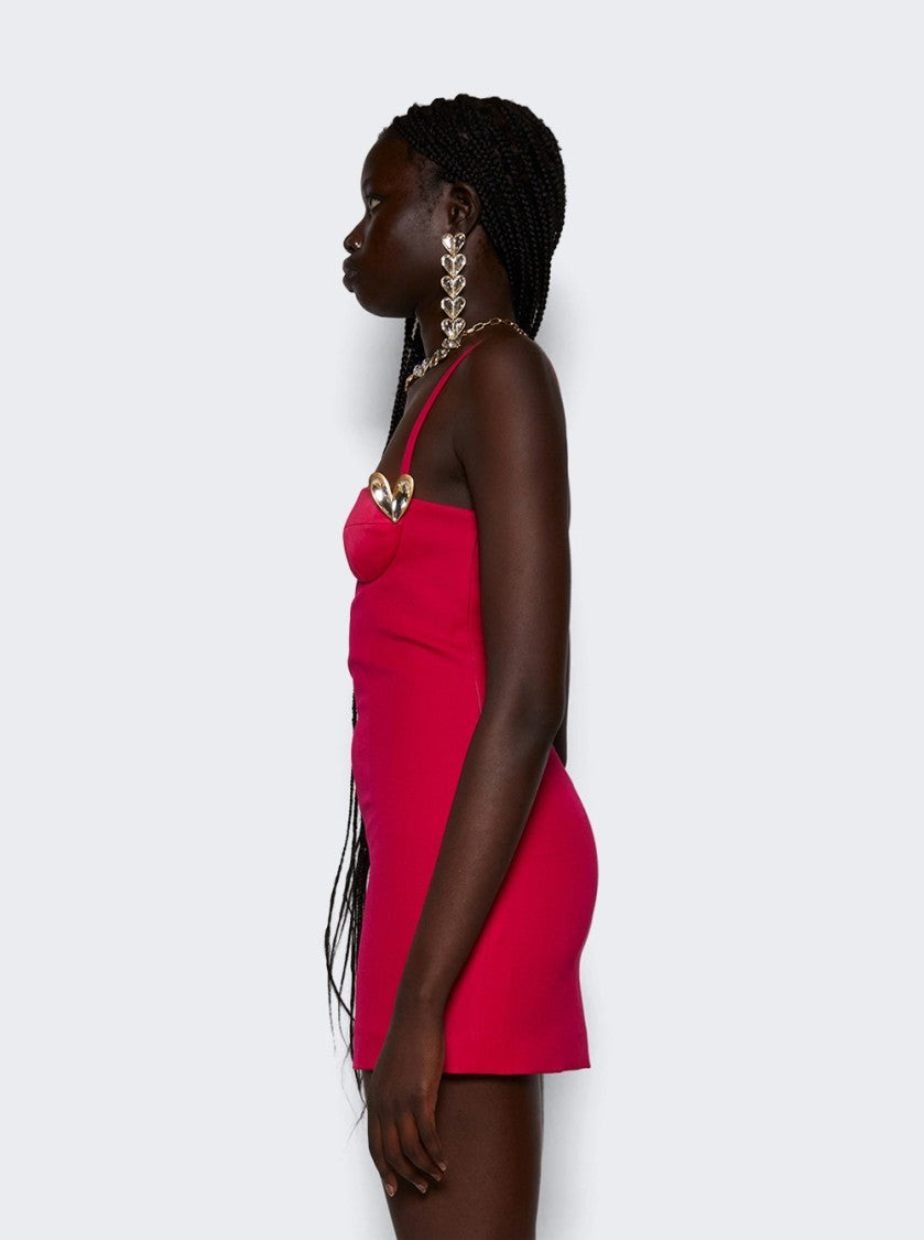 Area Crystal Heart Mini Dress Raspberry