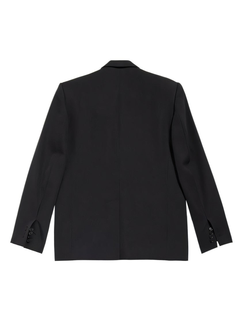 Balenciaga Black Wool Blazer With Single-Button Closure