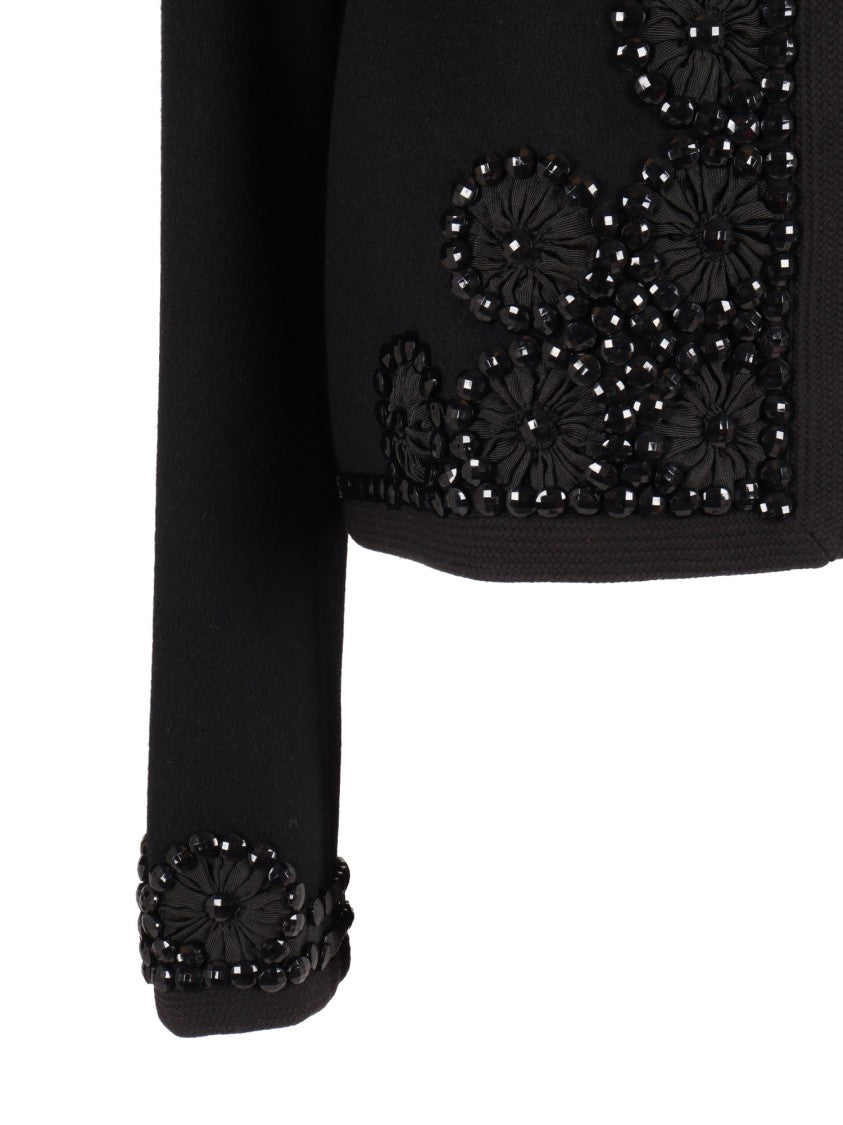 P.A.R.O.S.H. Tailored Embroidered Wool Jacket With Classic Collar