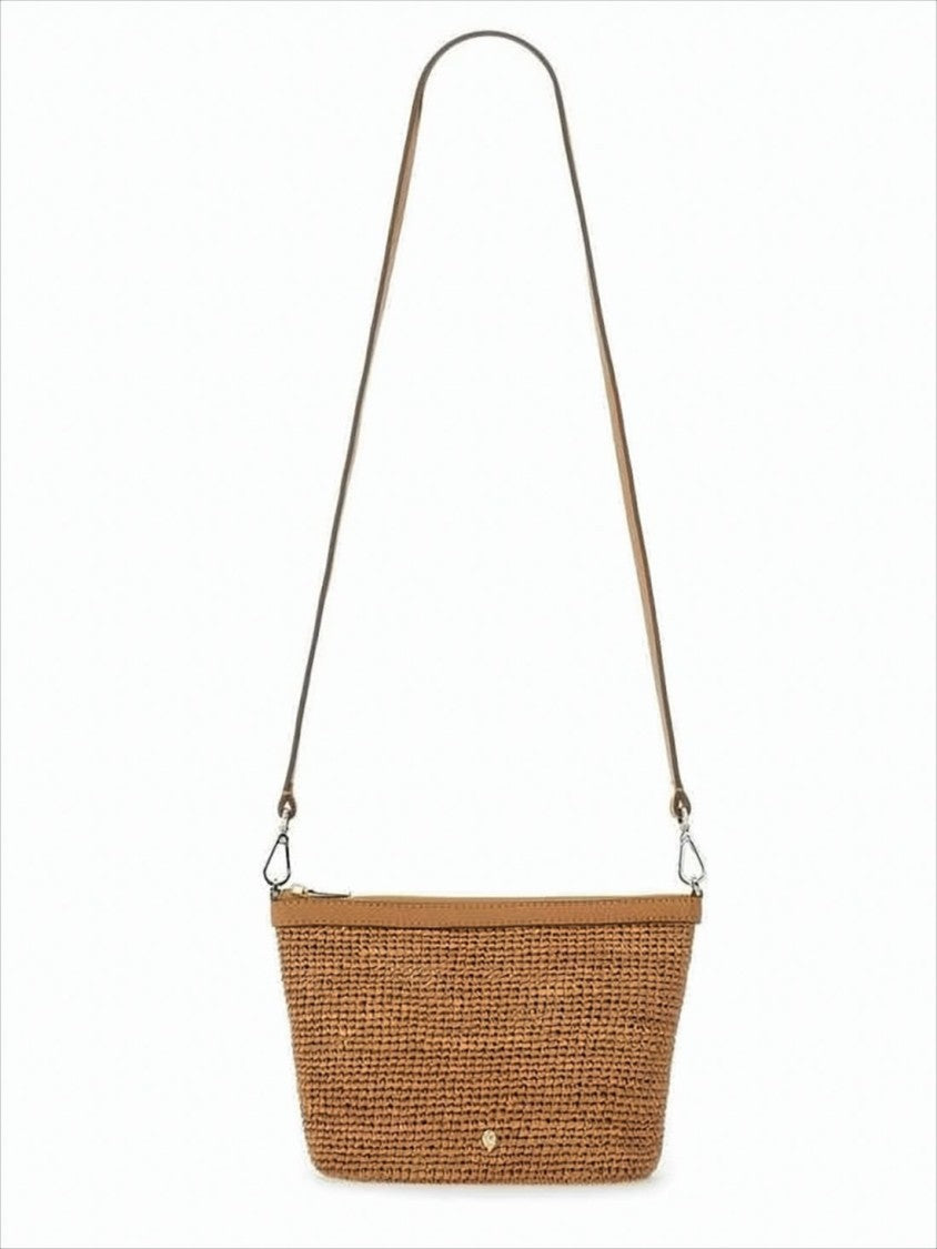 Helen Kaminski Structured Raffia Crossbody Bag With Leather Trim