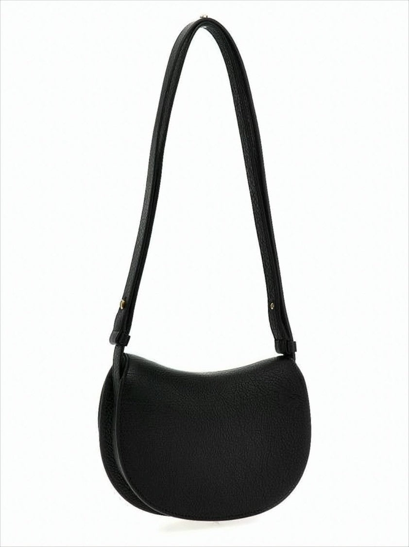 Burberry Crescent-Shaped Black Leather Shoulder Bag