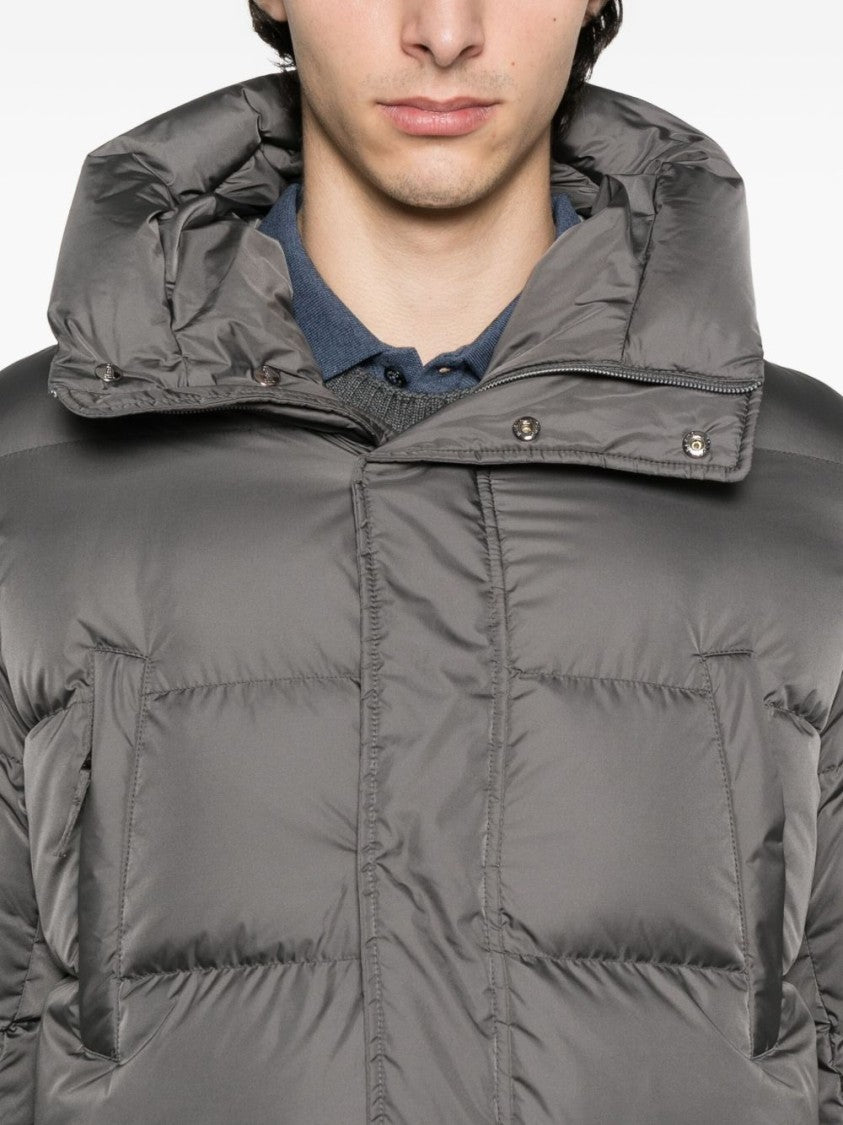 Herno Gray Puffer Jacket With High Collar