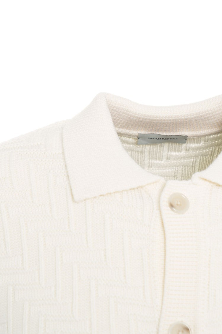 Paolo Pecora Structured Virgin Wool Cardigan With Classic Collar