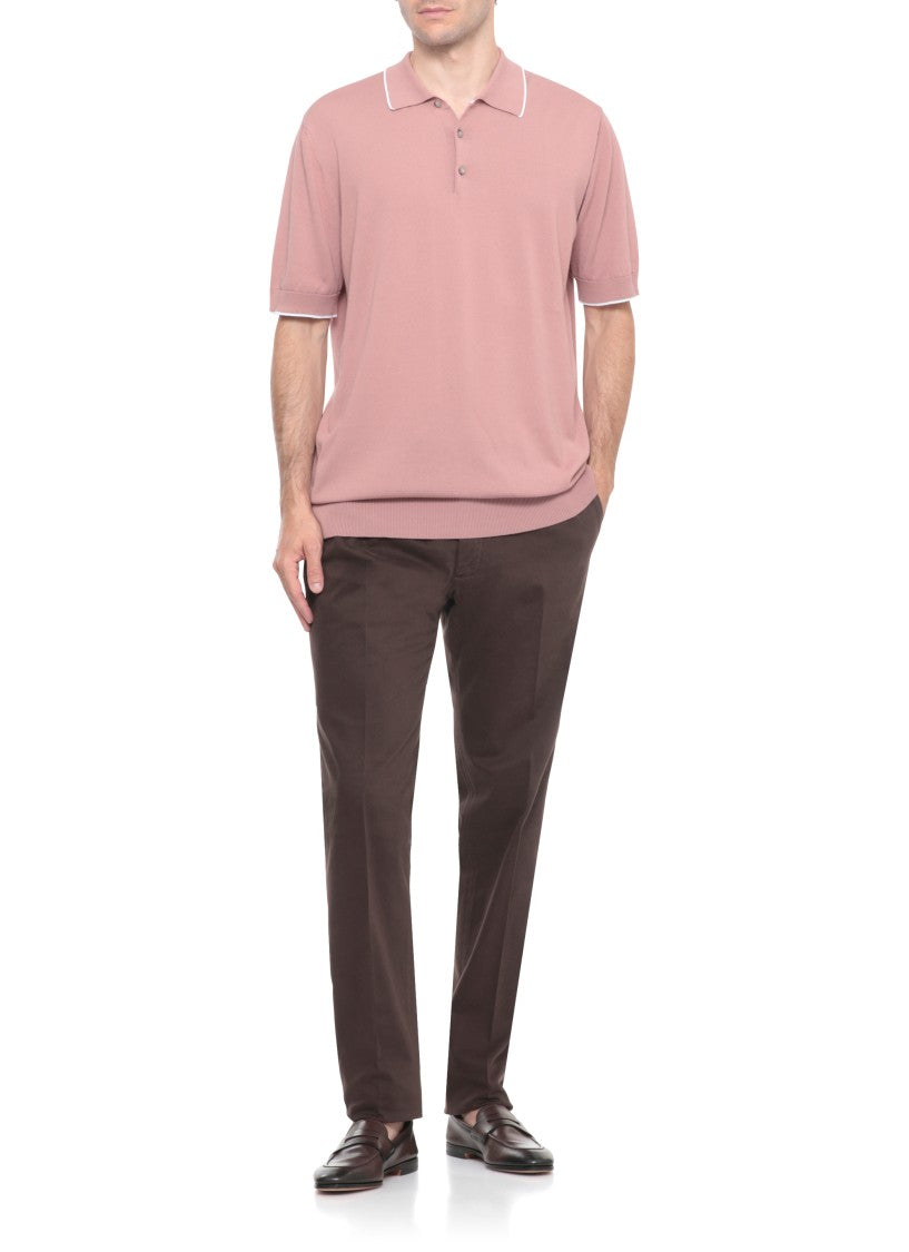 Incotex Straight-Leg Brown Cotton Pants With Classic Detailing