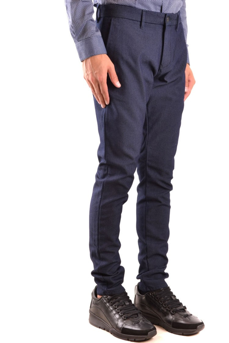Emporio Armani Slim Fit Textured Trousers With Classic Waistband