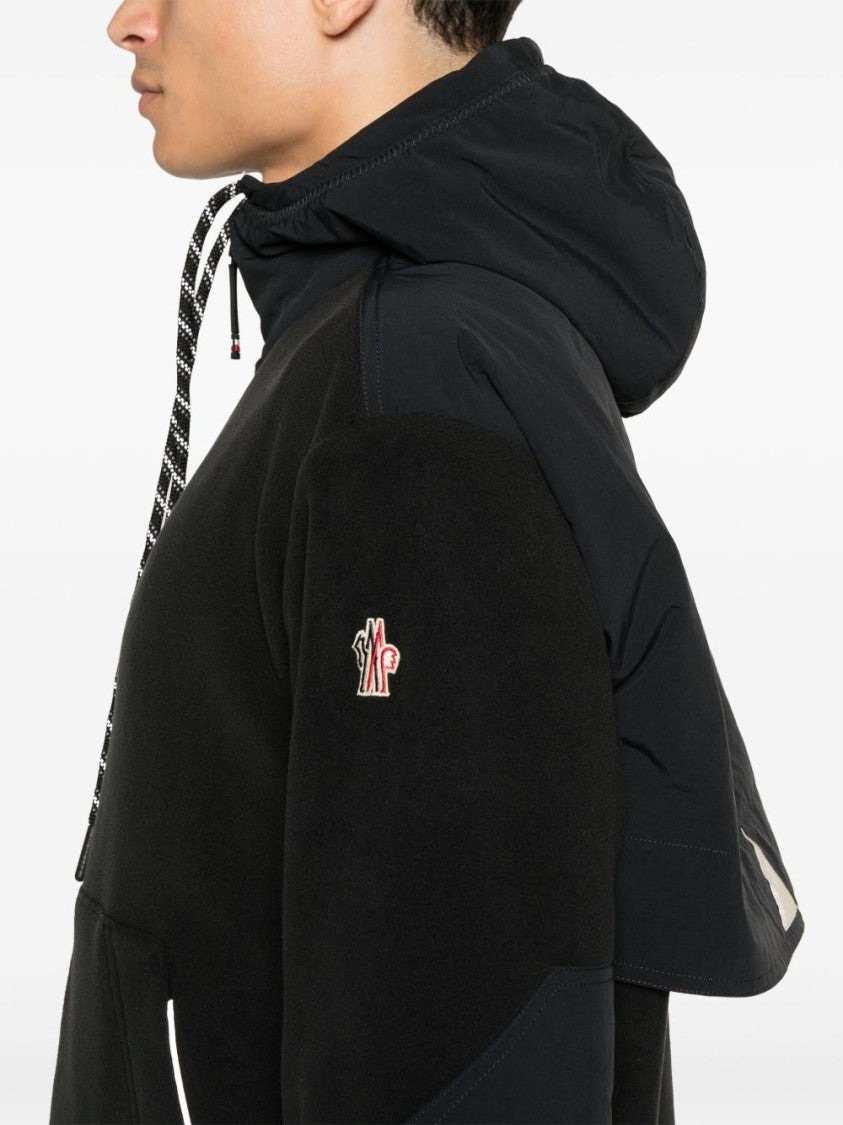 Moncler Grenoble Hooded Zip-Up Sweater With Front Kangaroo Pocket And Ribbed Cuffs