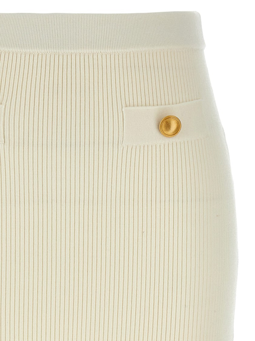 Alessandra Rich Ribbed Stretch Wool And Cashmere Midi Skirt