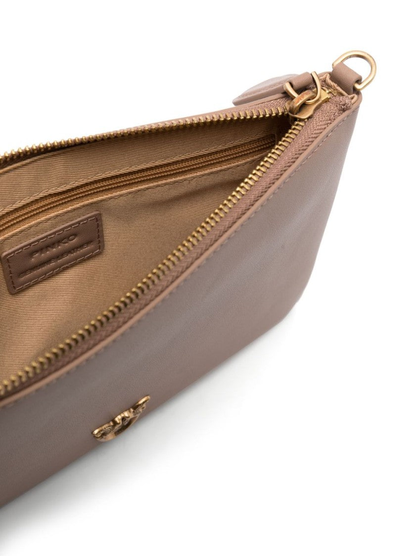 Pinko Rectangular Calf Leather Clutch With Gold Hardware