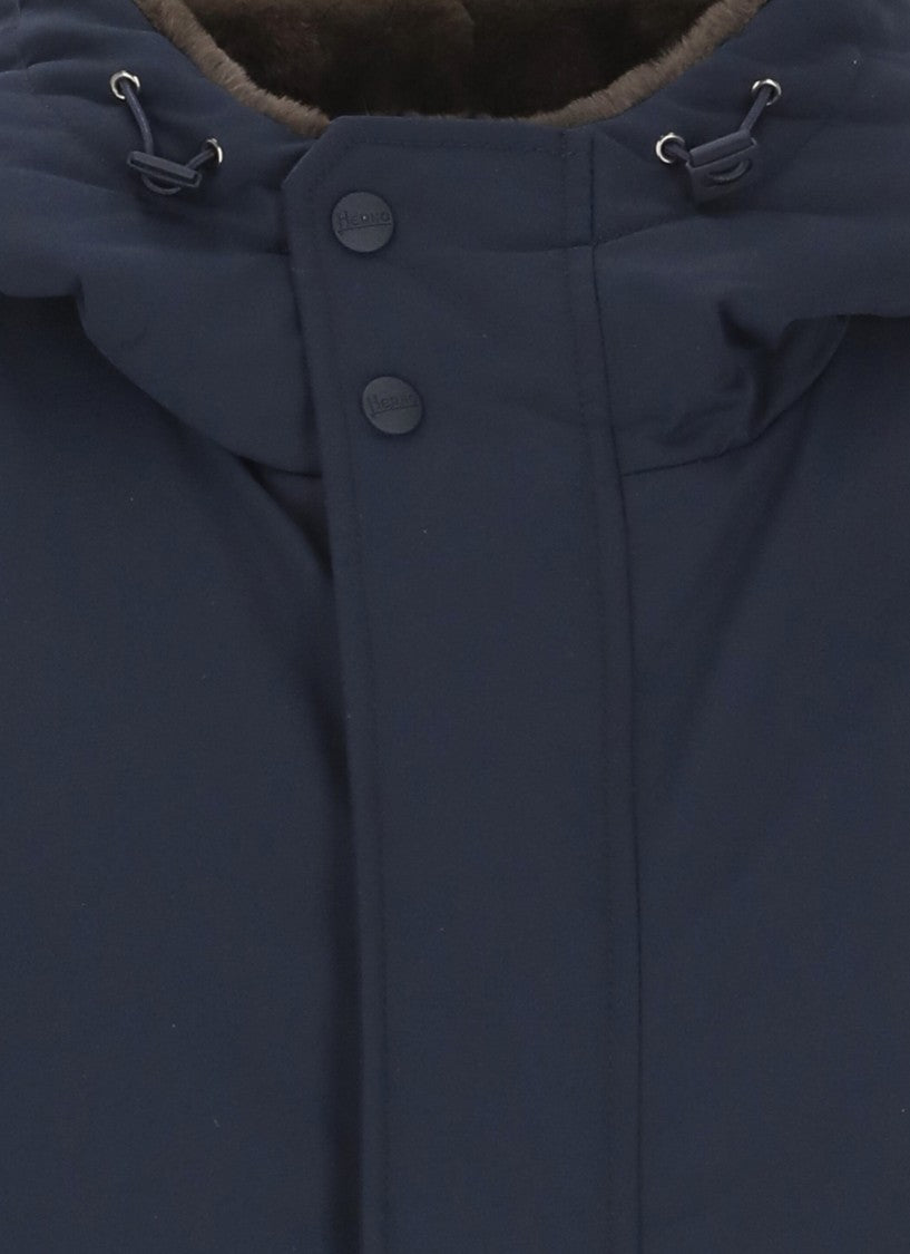 Herno Deep Blue Padded Parka With Adjustable Hood