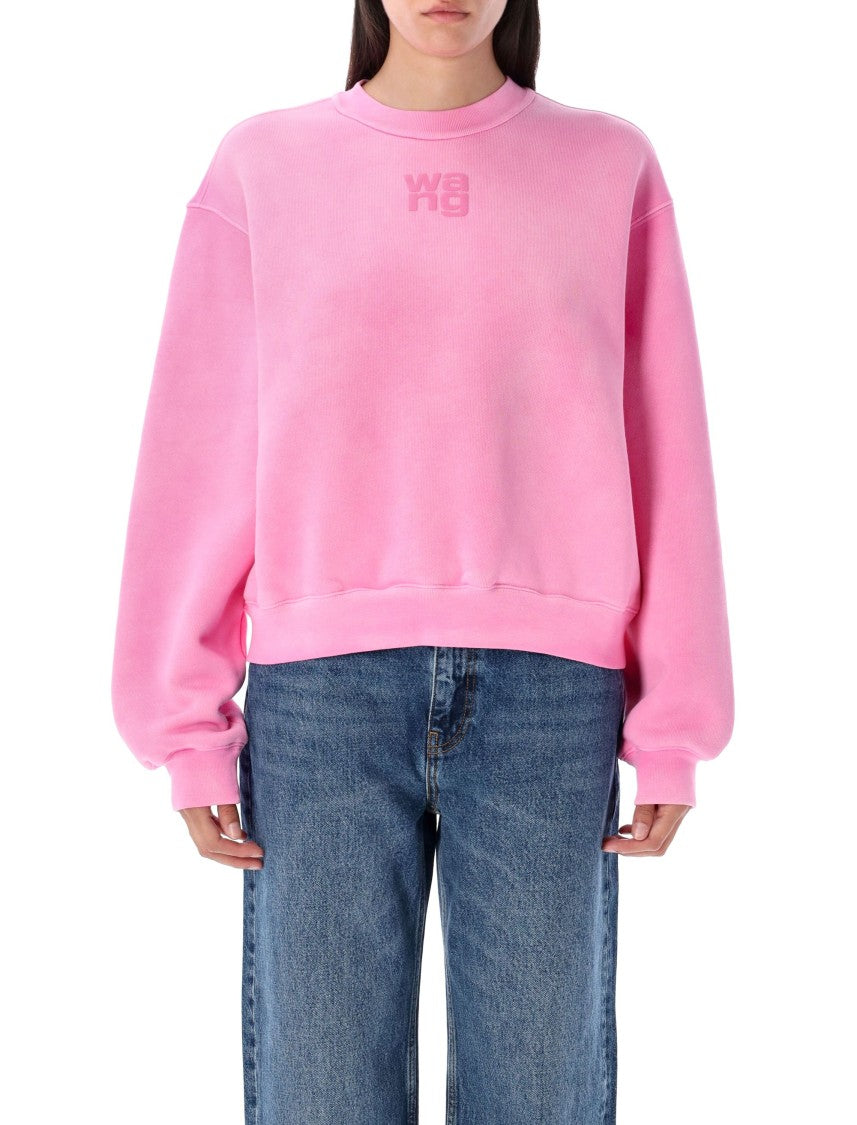 T By Alexander Wang Essential Terry Crew Sweatshirt W/ Puff