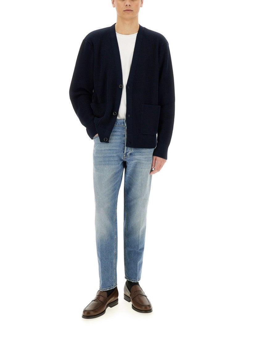 Lardini Black Organic Cotton Cardigan