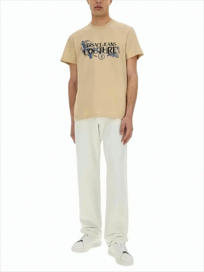 Versace Short-Sleeved Crew Neck T-Shirt With Graphic Floral Print