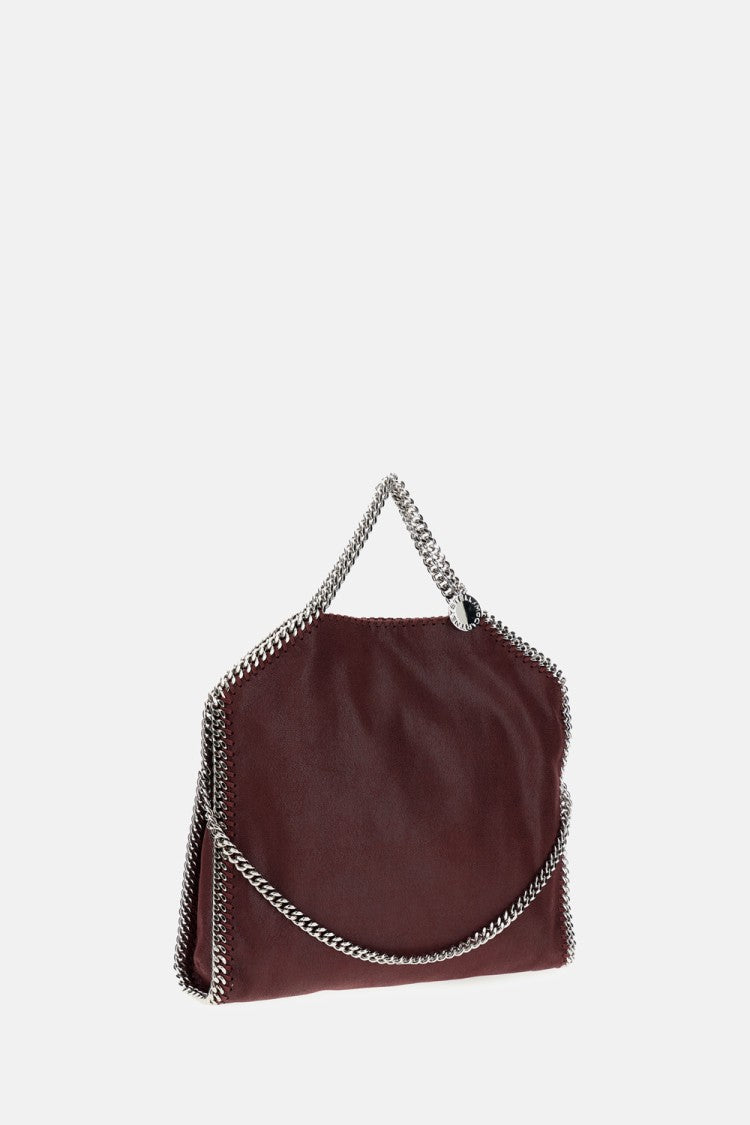 Stella Mccartney Burgundy Shaggy Deer Shoulder Bag With Signature Metal Chain