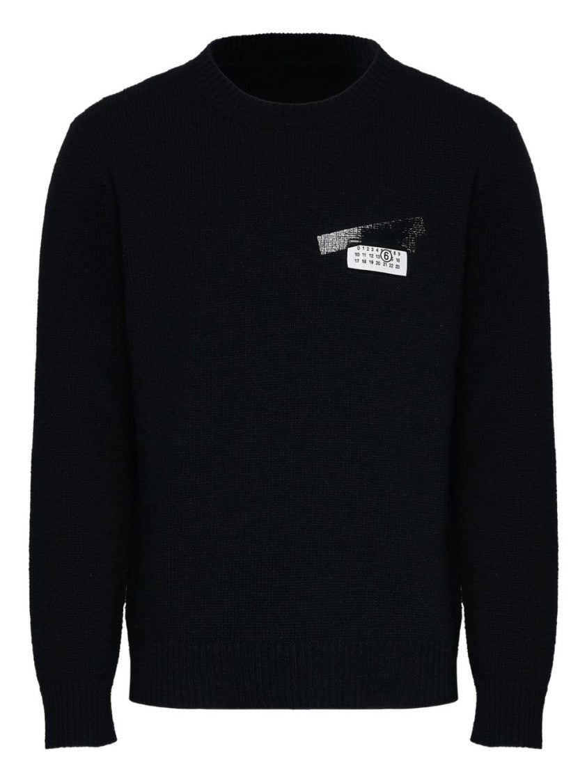 Mm6 By Maison Margiela Black Wool Blend Sweater With Graphic Detail
