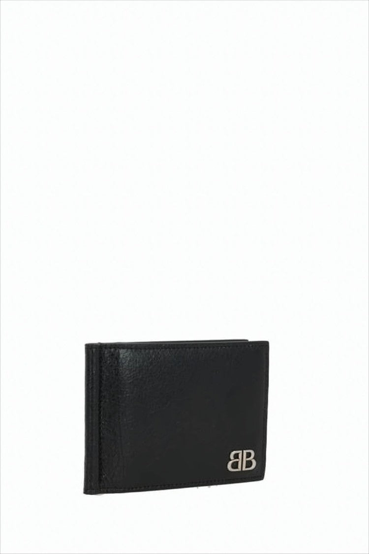 Balenciaga Sleek Rectangular Leather Wallet With Metallic Logo Detail
