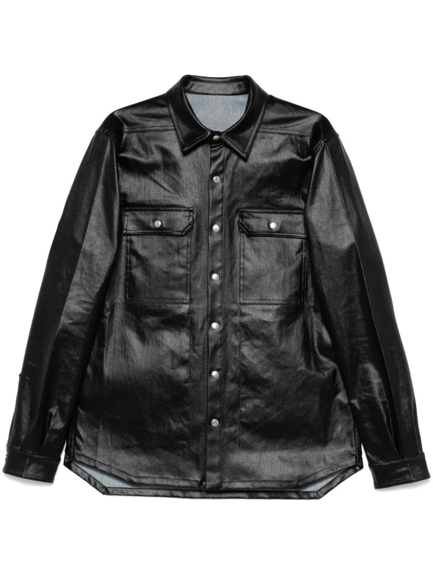 Rick Owens Short Sleeve Coated Overshirt With Structured Silhouette