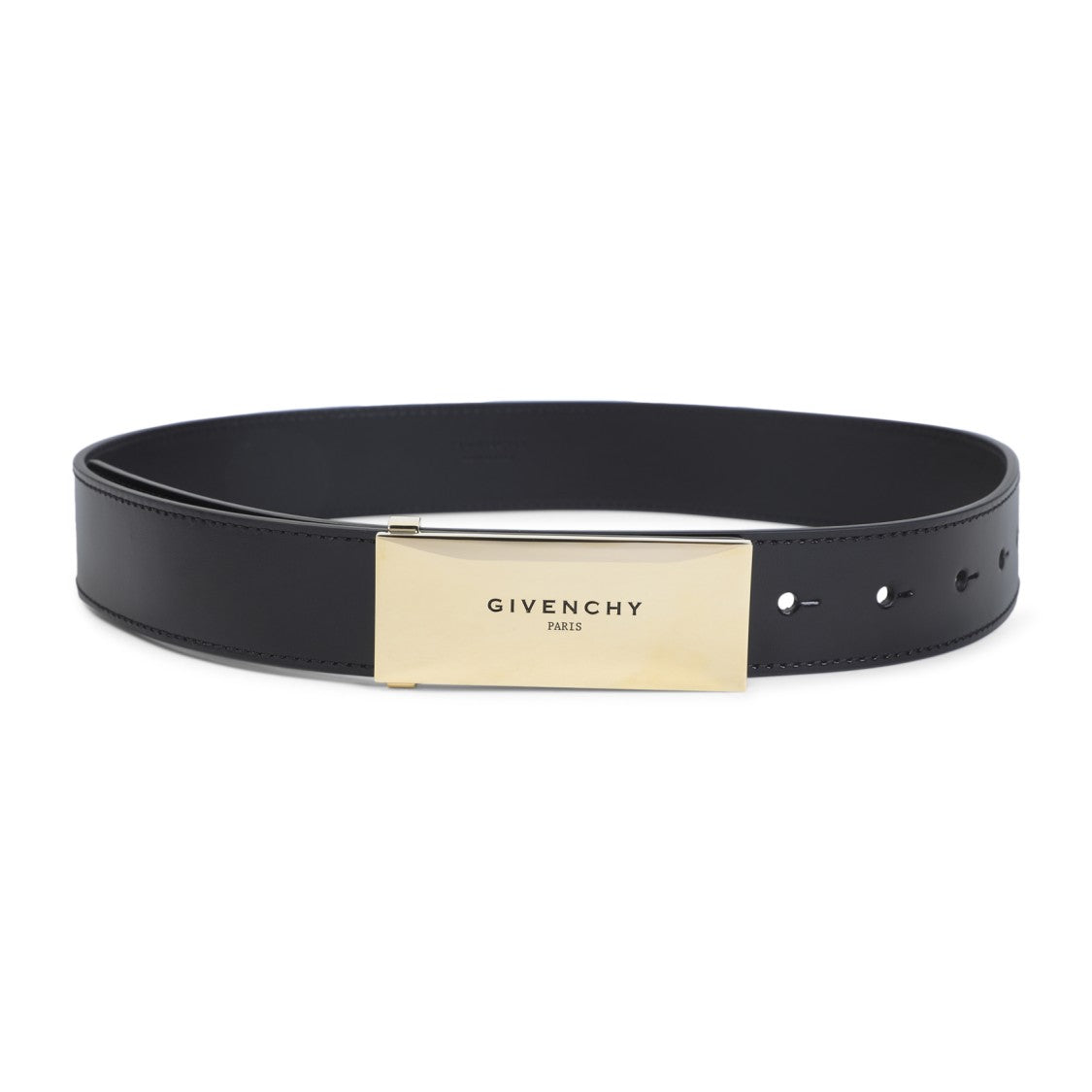 Givenchy Metal Plaque Black Calf Leather Belt