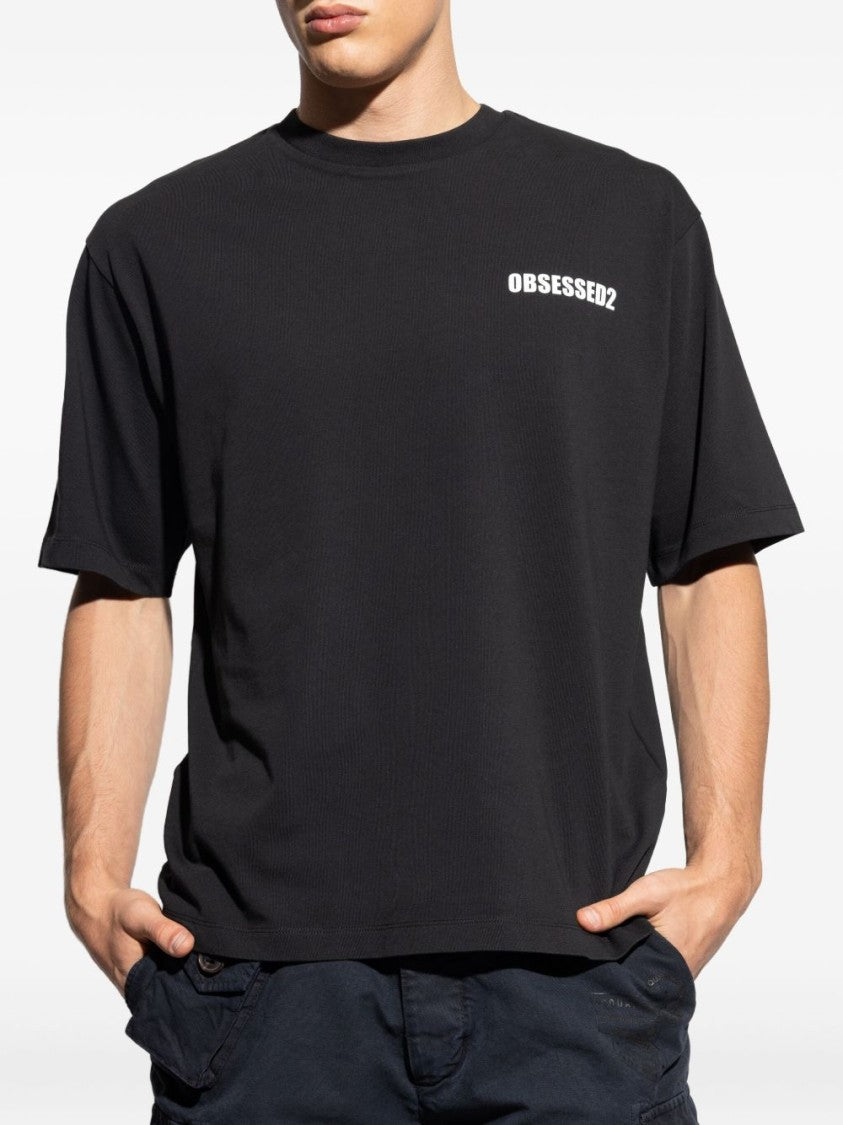 Dsquared2 Black And White Print Cotton T-Shirt