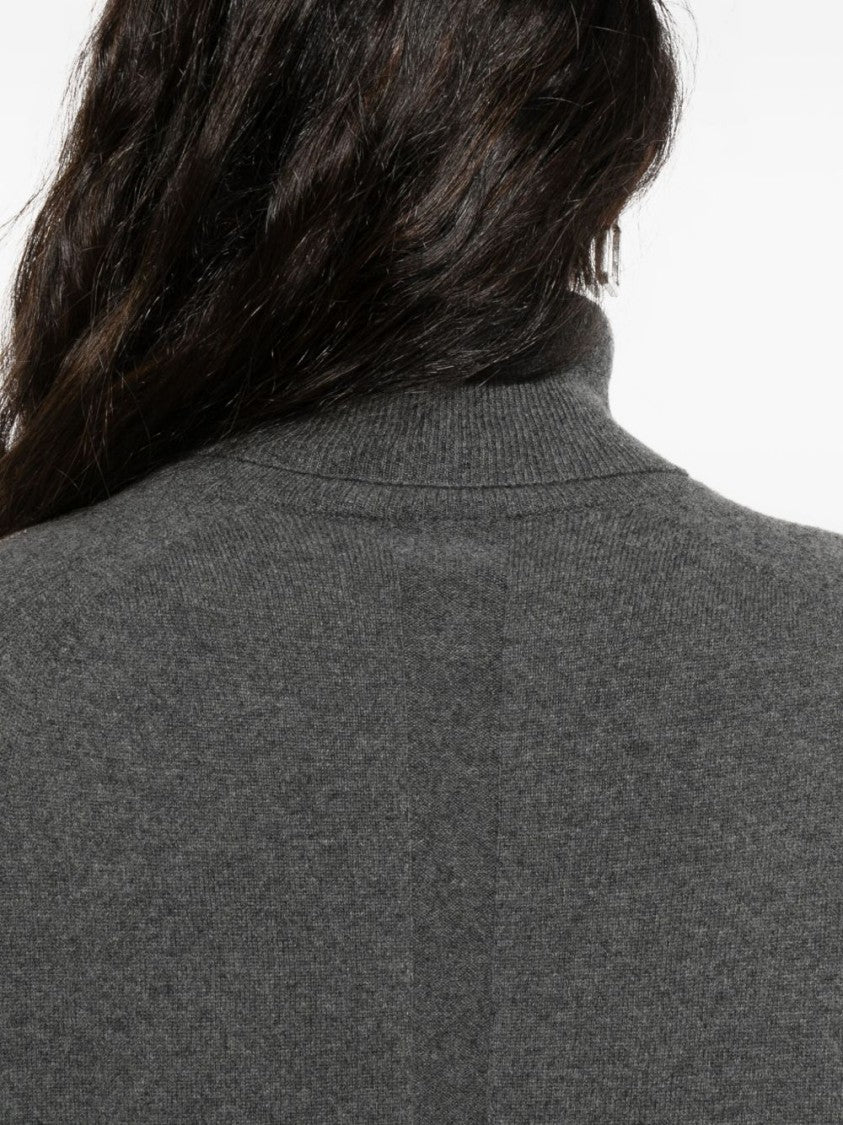 Semi Couture Bi-Color High Collar Knit Sweater In Wool-Cashmere Blend