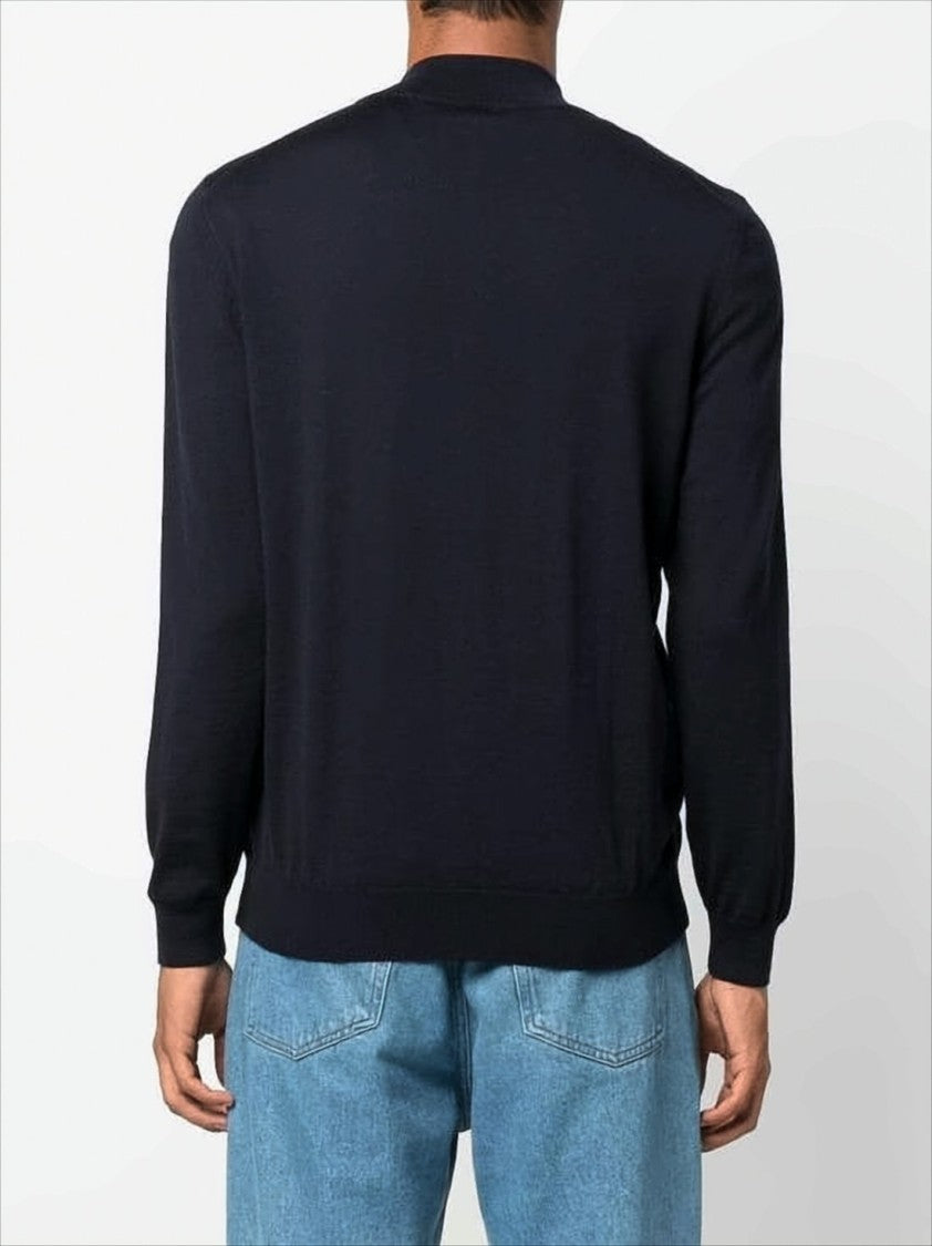 Hugo Boss Full-Zip High Collar Cardigan With Ribbed Detailing