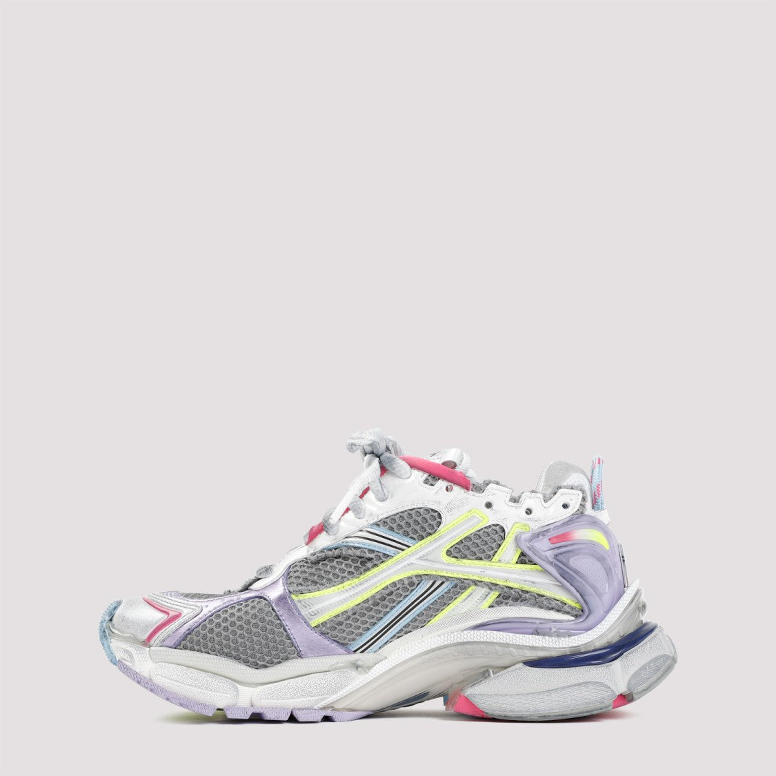 Balenciaga Multi-Layered Grey Mesh Sneakers With Vibrant Accents