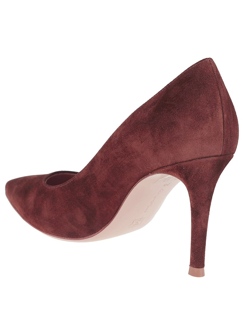 Gianvito Rossi Burgundy Suede Calfskin Pumps