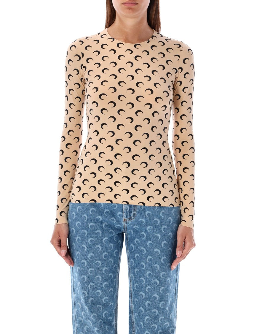Marine Serre Moon Second Skin Crew Neck Top
