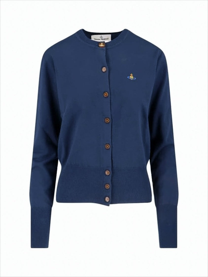 Vivienne Westwood Round Neck Cashmere-Blend Cardigan With Ribbed Hem