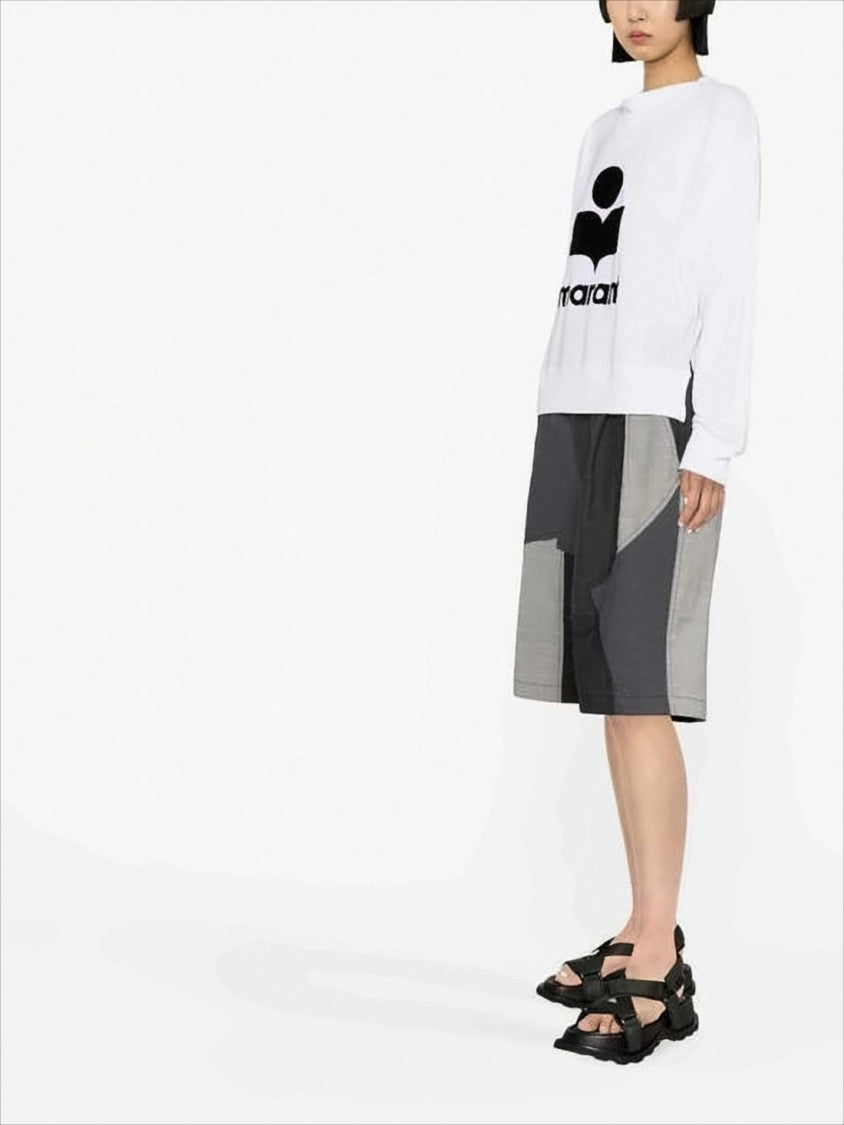 Isabel Marant Relaxed Fit Long-Sleeve Linen Top With Graphic Logo