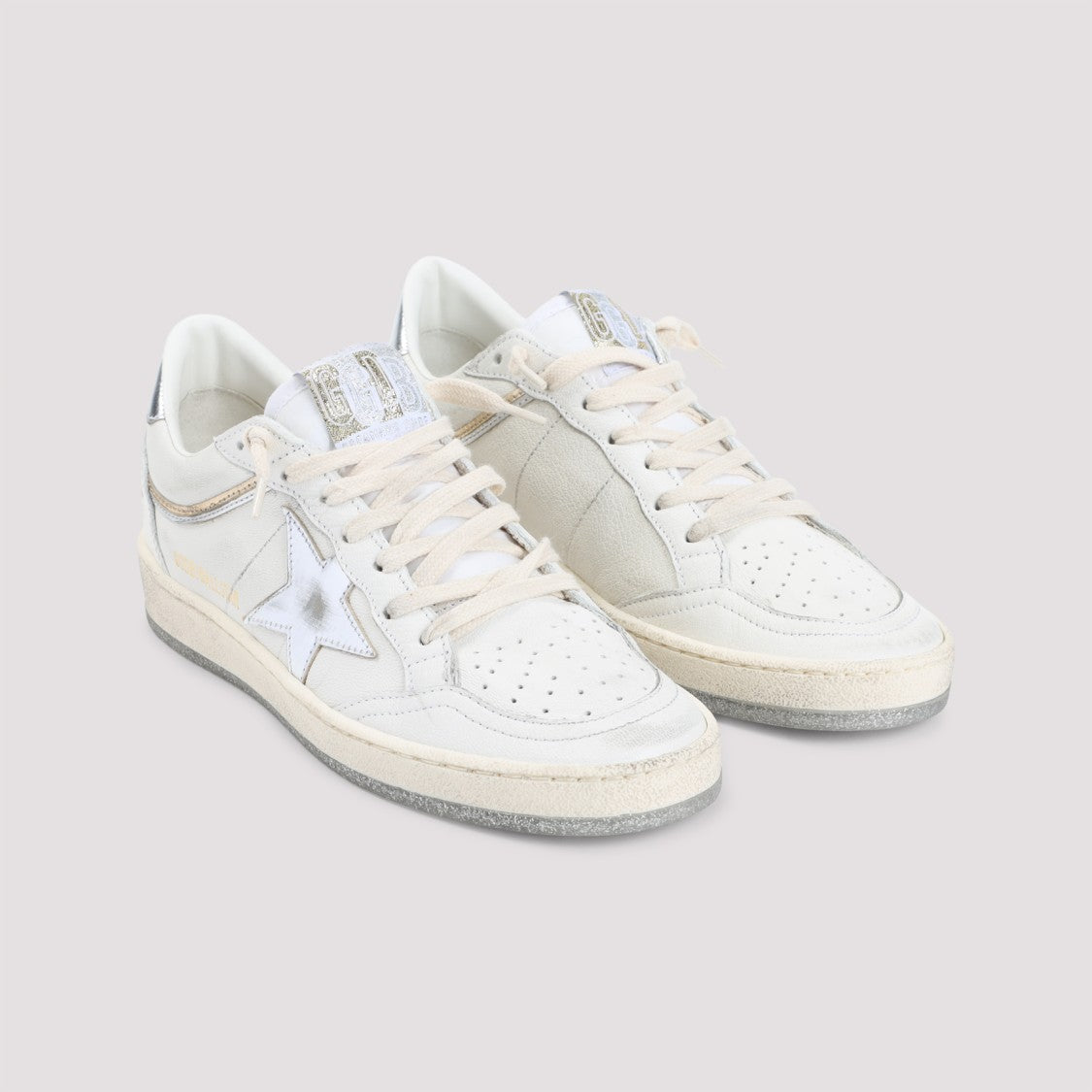 Golden Goose Leather Sneakers With Metallic Star