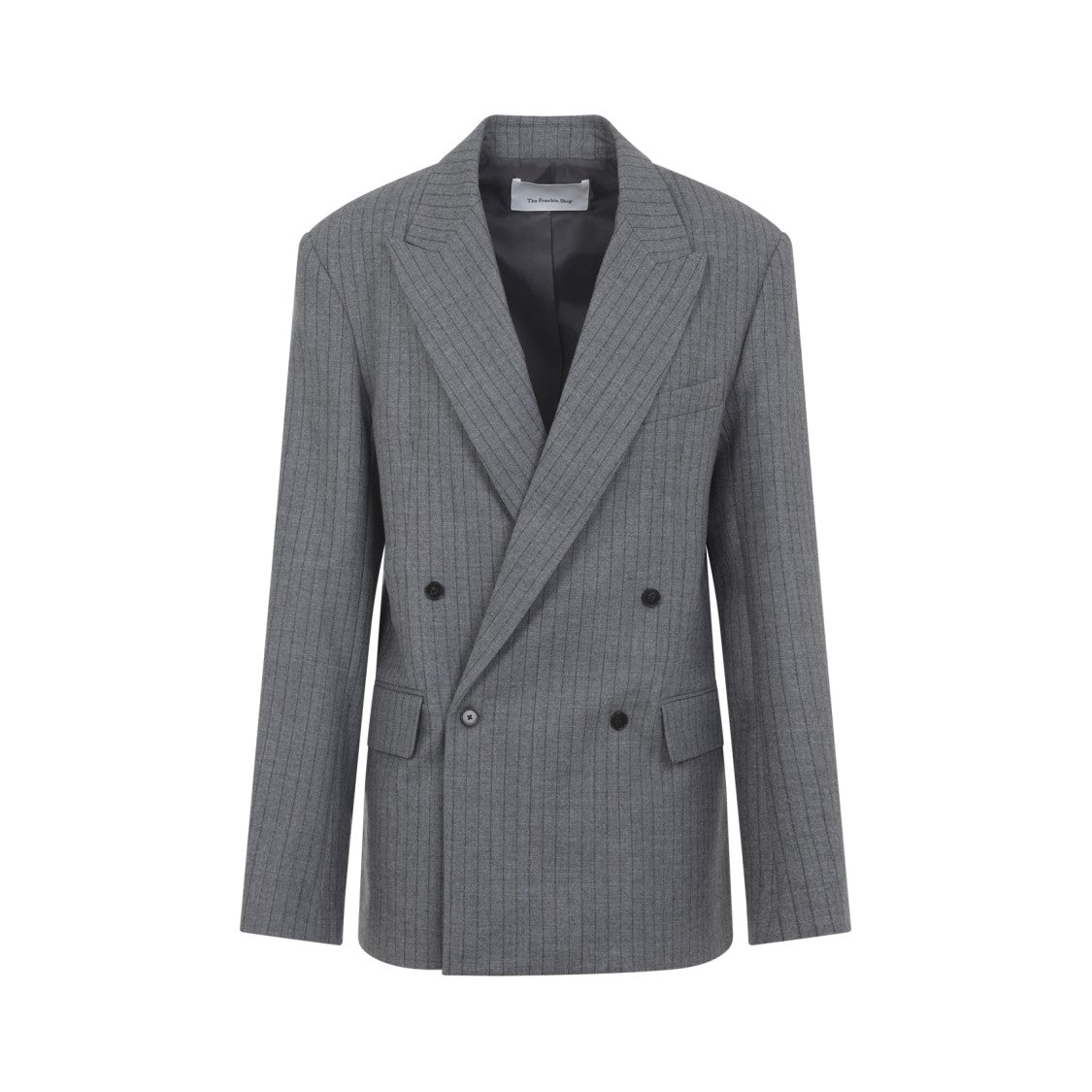 The Frankie Shop Double-Breasted Pinstripe Blazer With Wide Lapels