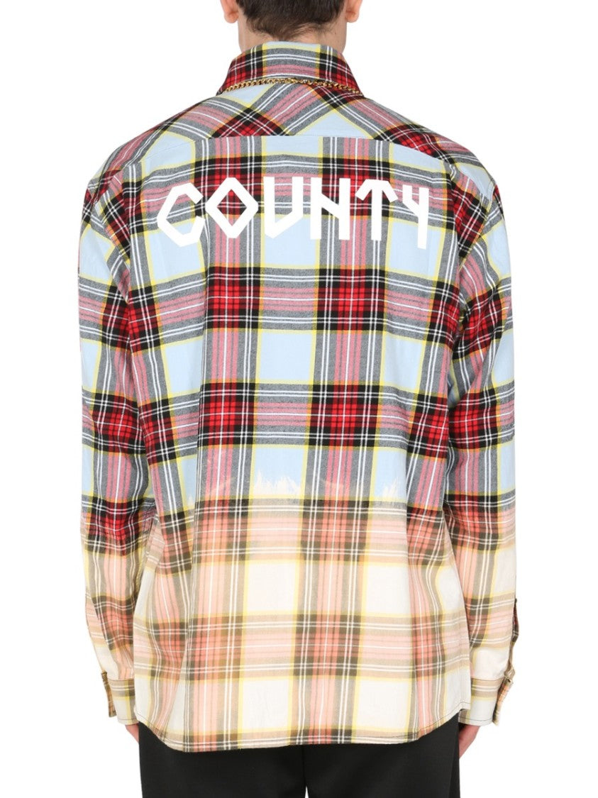 Marcelo Burlon Check Print Shirt With Gradient Transition