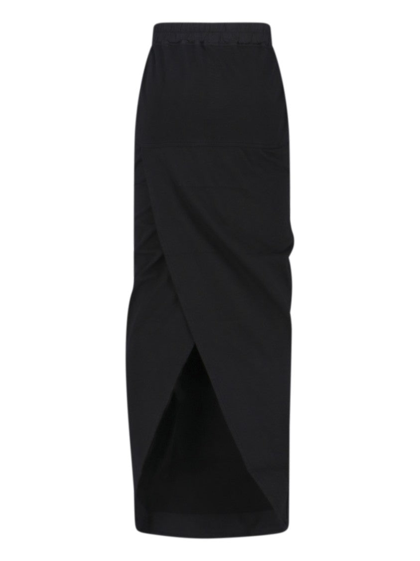 Drkshdw By Rick Owens Maxi Pencil Skirt With Draped Detail – Black