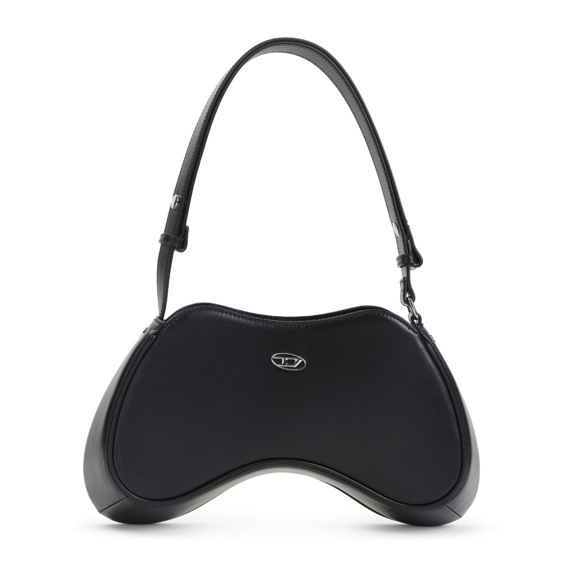 Diesel Curved Leather Handbag With Adjustable Strap