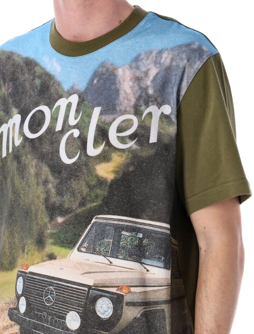 Moncler Genius X Mercedes Benz Olive Green Graphic Print T-Shirt