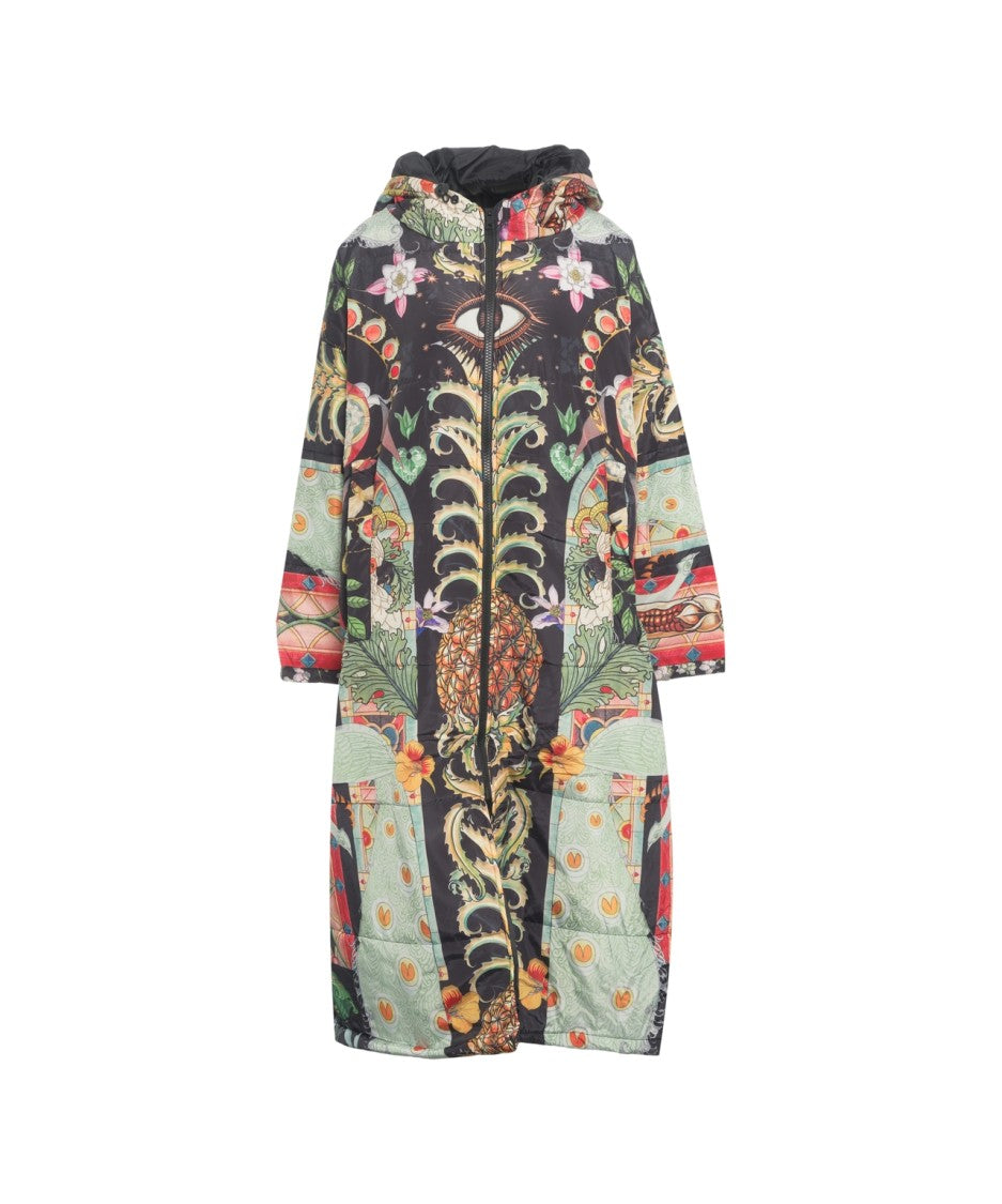 Sittingsuits Quilted Down Coat With Artistic Design And Hood