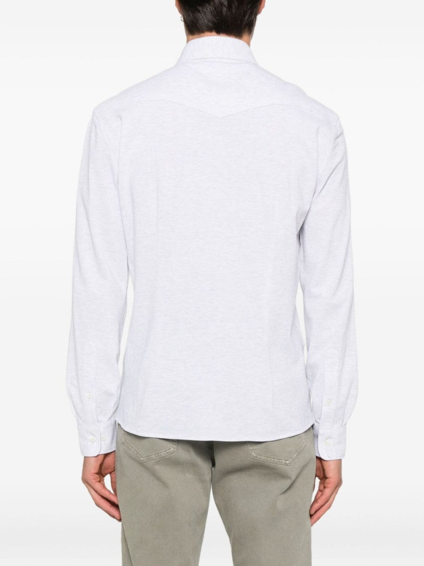 Brunello Cucinelli White Long-Sleeve Shirt With Classic Collar And Button-Down Front