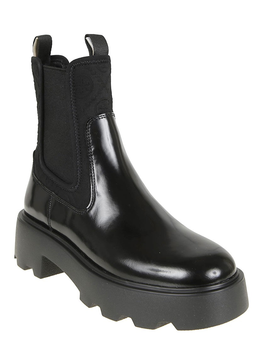 Tory Burch Polished Leather Ankle Boots With Elastic Panels