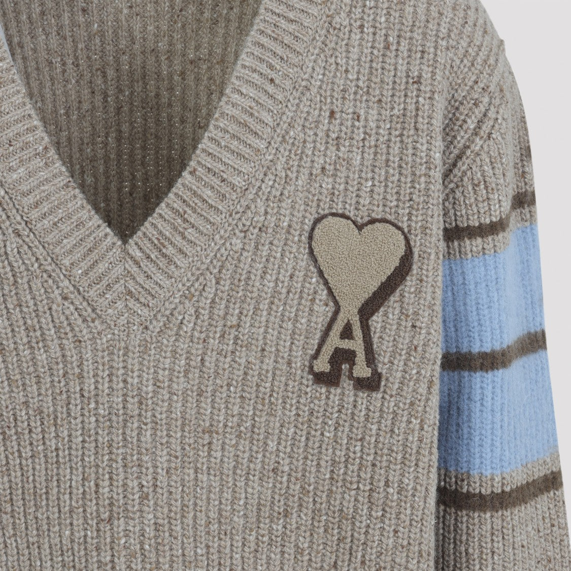 Ami College Beige Wool Sweater