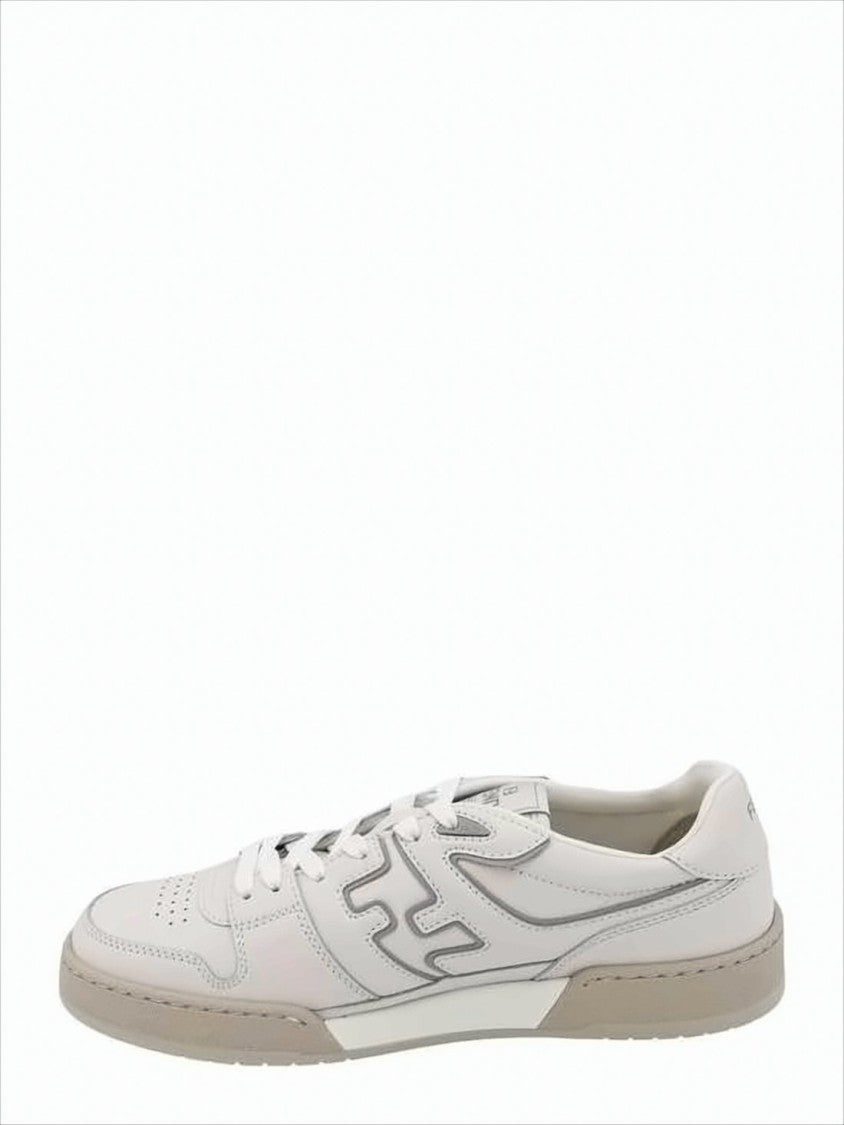 Fendi Low-Top Calf Leather Sneakers With Perforated Detailing And Textured Sole