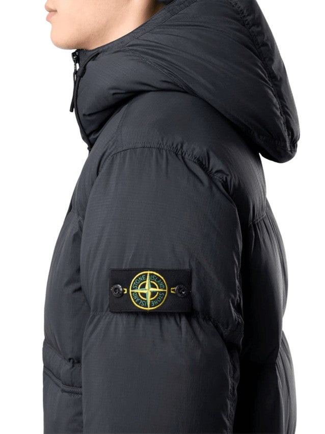 Stone Padded Black Parka With Water-Resistant Nylon Ripstop