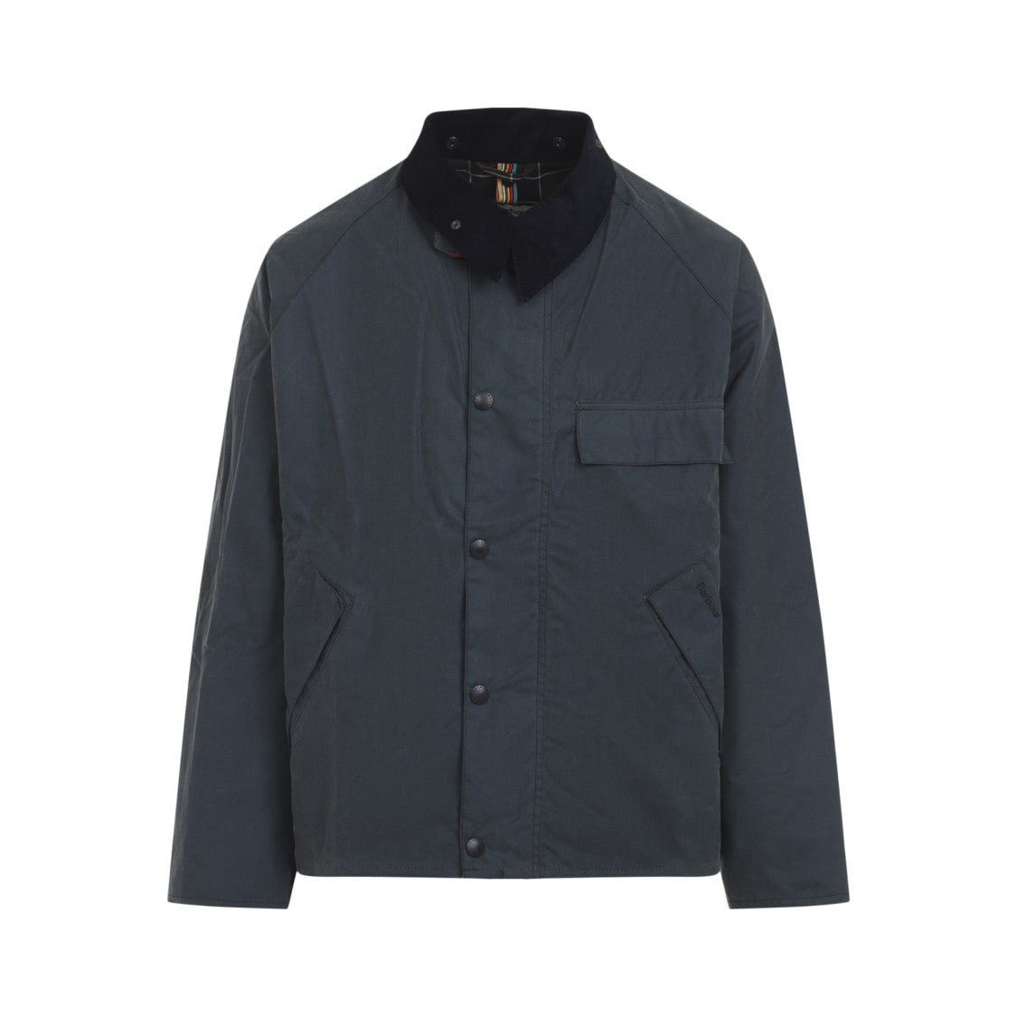 Barbour X Paul Smith Pointed Corduroy Collar Waxed Jacket With Concealed Zip