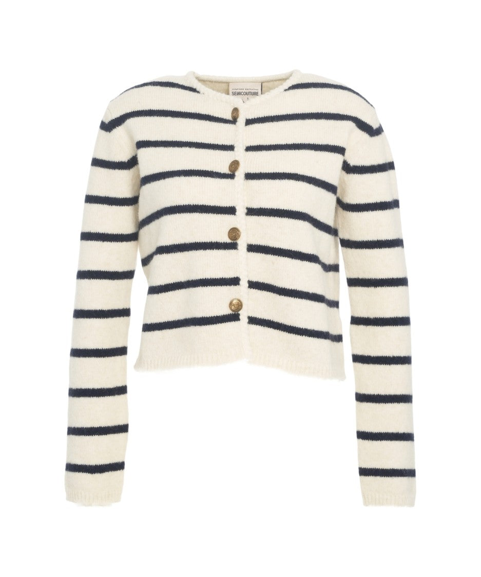 Semi Couture Striped Textured Cardigan