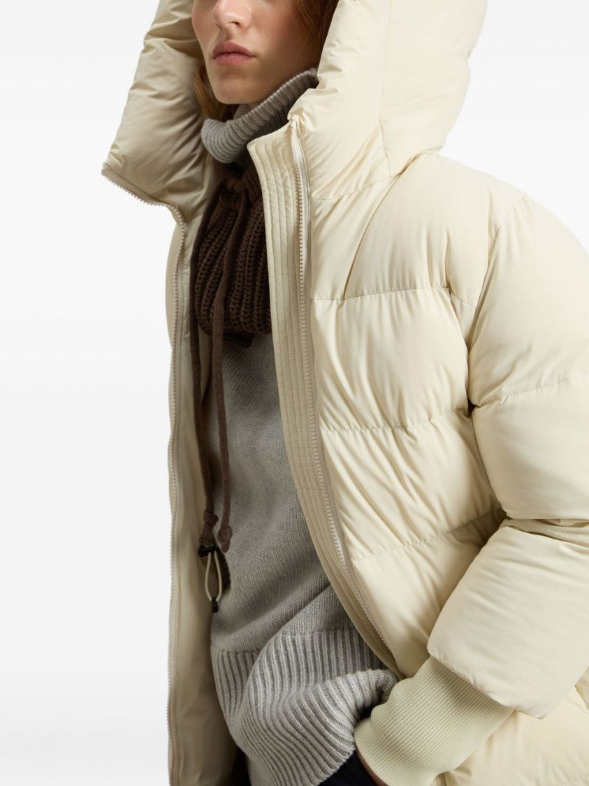 Woolrich Padded Beige Jacket With High Collar