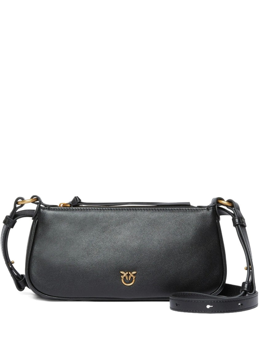 Pinko Structured Handbag With Smooth Black Leather Finish
