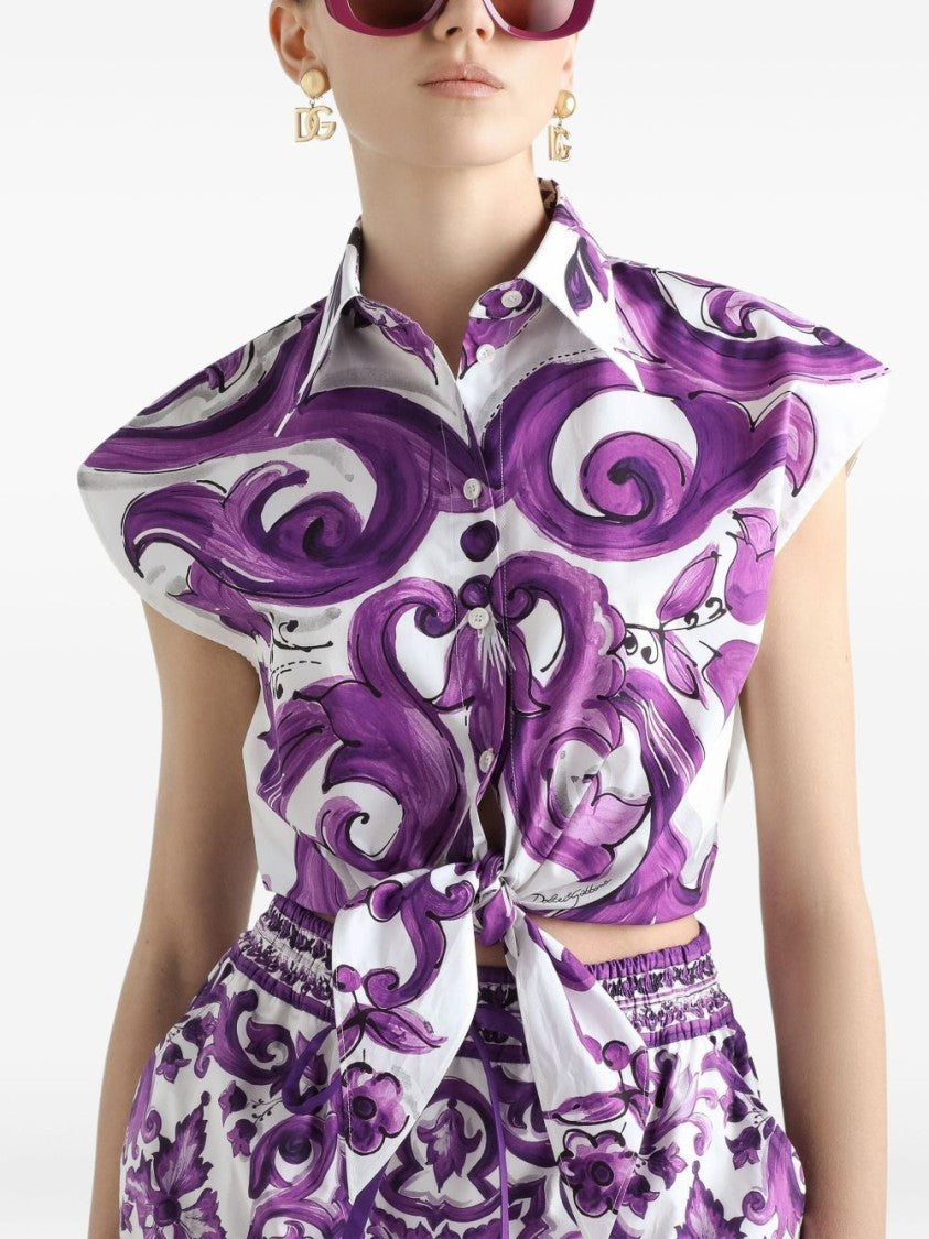 Dolce & Gabbana Baroque-Inspired Cropped Shirt With Waist Ties