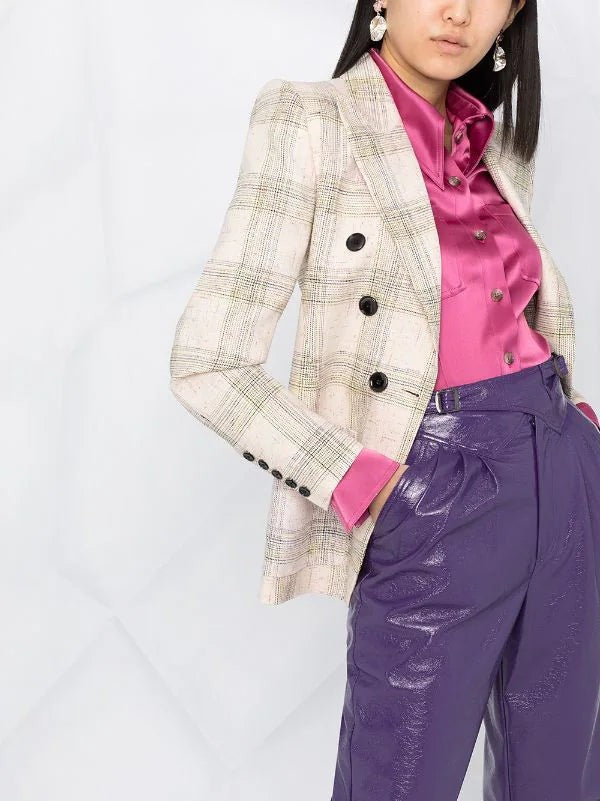 Isabel Marant Lenora Check-Print Double-Breasted Jacket